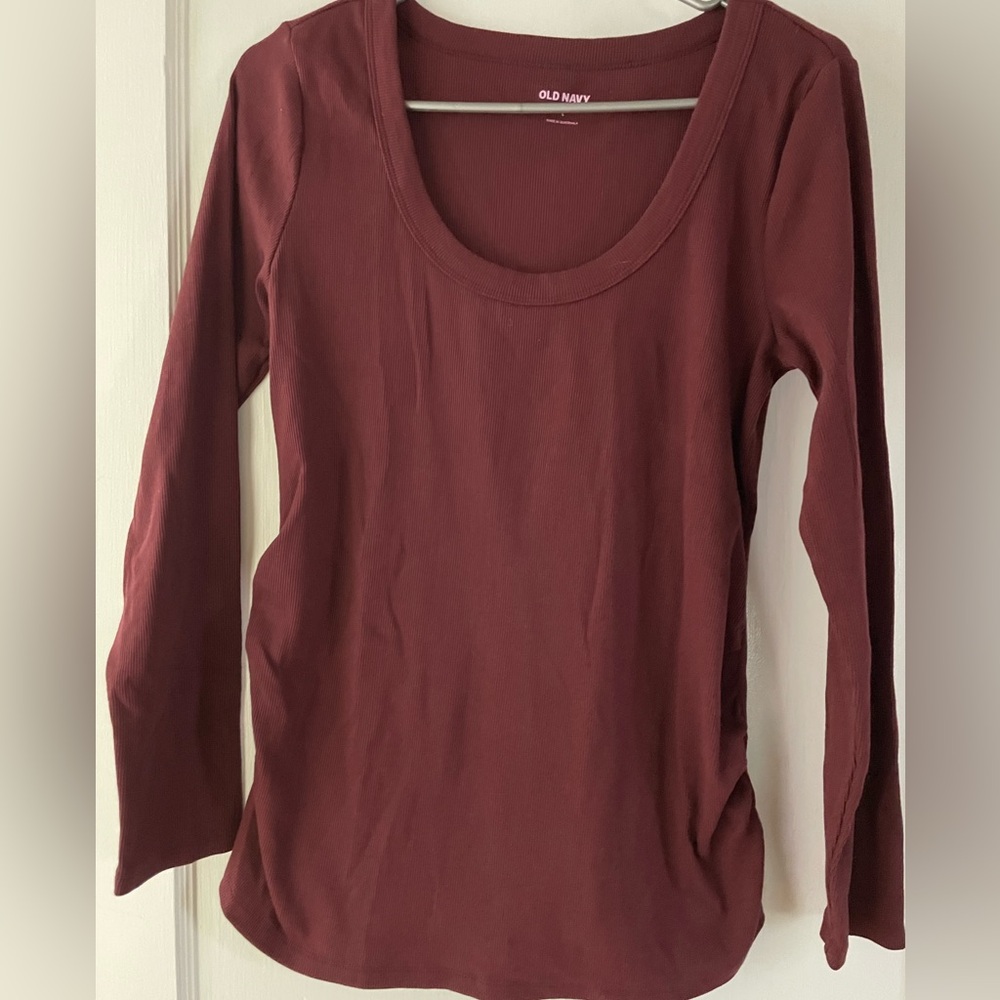 Old Navy Maroon Maternity Long Sleeve Top